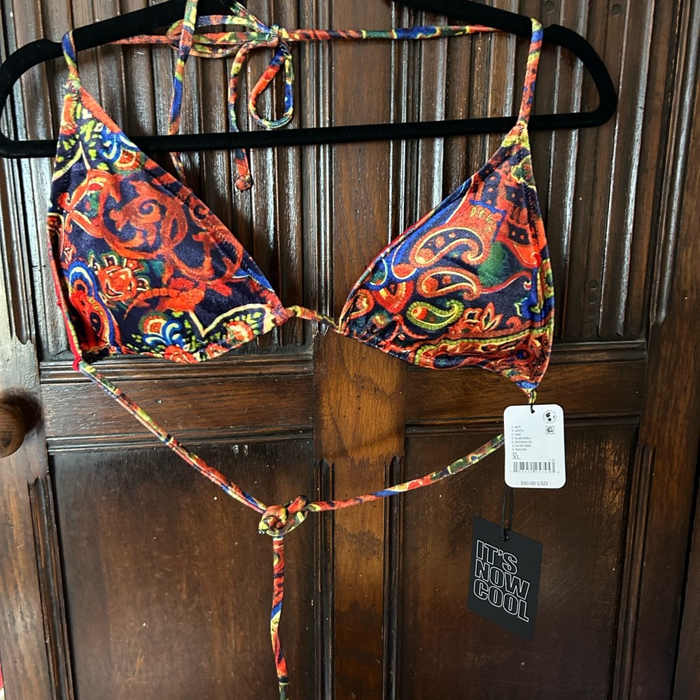 Free People It’s Now Cool multicoloured Velvet Bikini Triangle Top XL